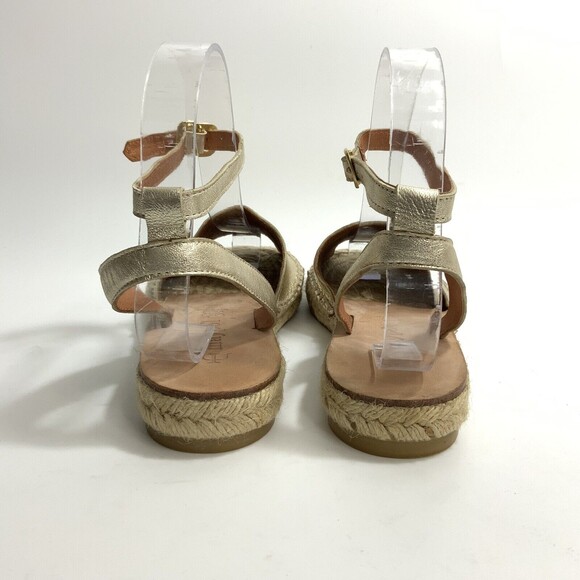 Anthropologie Maypol Sandals Gold-tone Peep-toe Espadrille Spain 37 - Picture 8 of 12